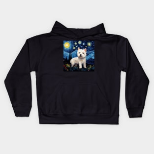 West Highland White Terrier Painted in Van Goh Style Kids Hoodie